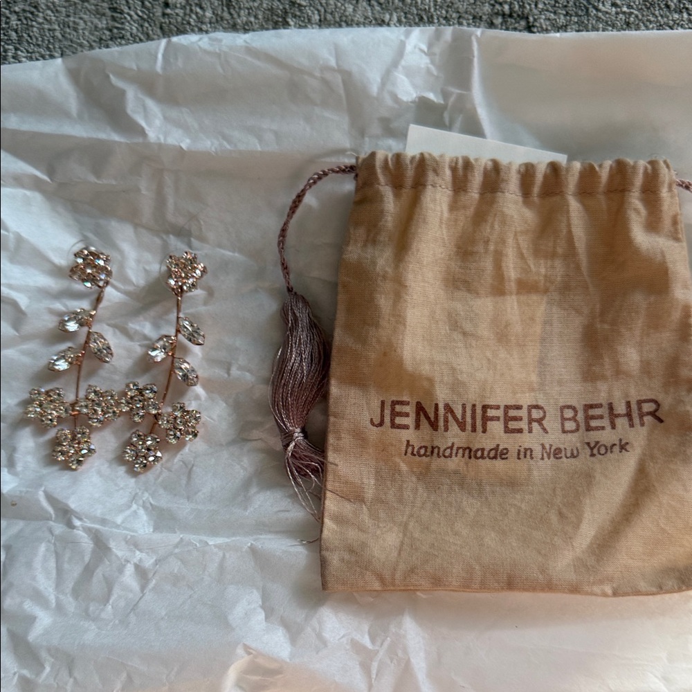 Jennifer Behr Rose Gold Crystal Floral Drop Earrings